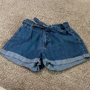 Denim Blue Women's Paperbag Shorts